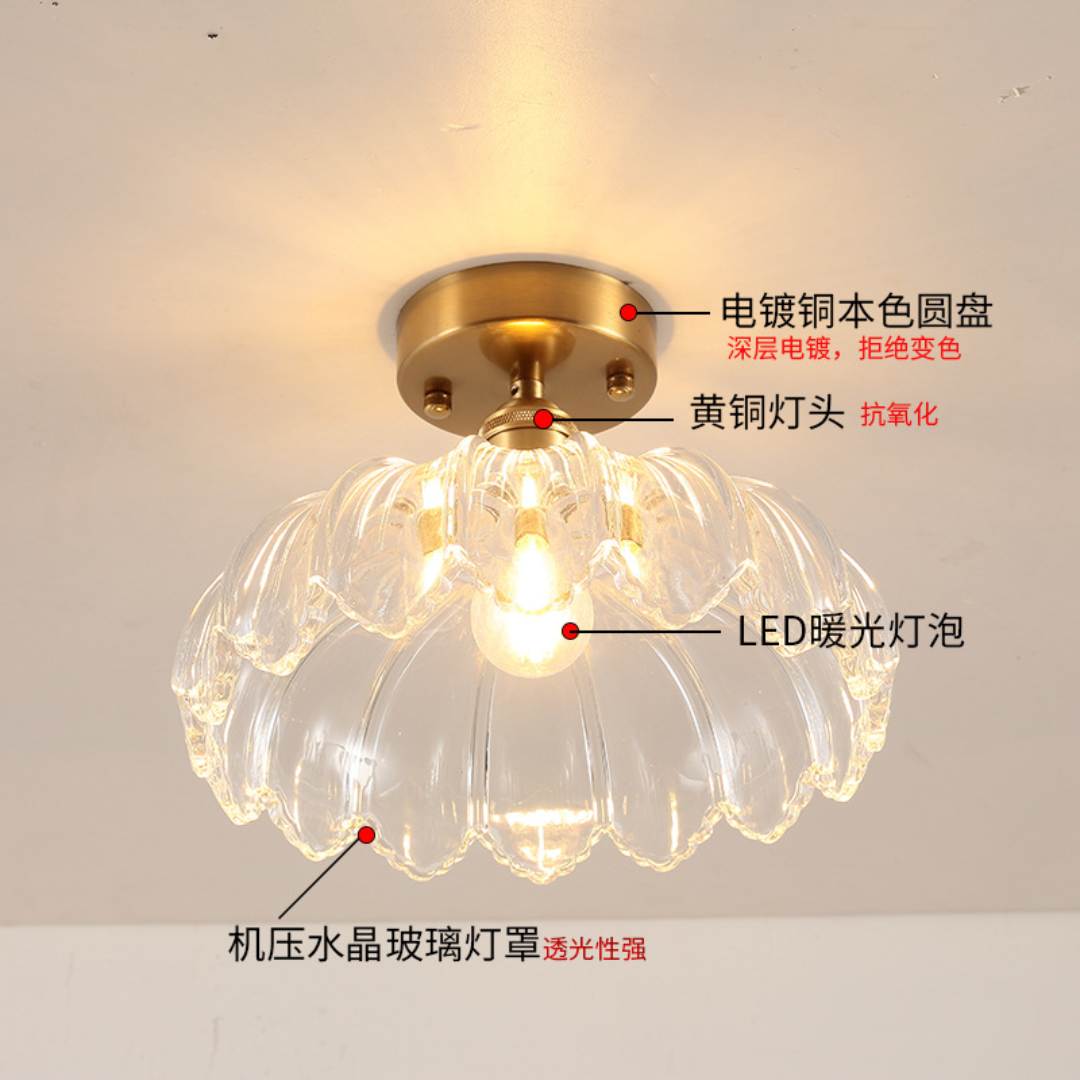 Đèn Ốp Trần Hoa Thủy Tinh Nhiều Thiết Kế, Đèn Ốp Trần Retro Cổ Điển Bắc Âu Decor Phòng Khách/ Hành lang, Phòng Ngủ - Ảnh 6