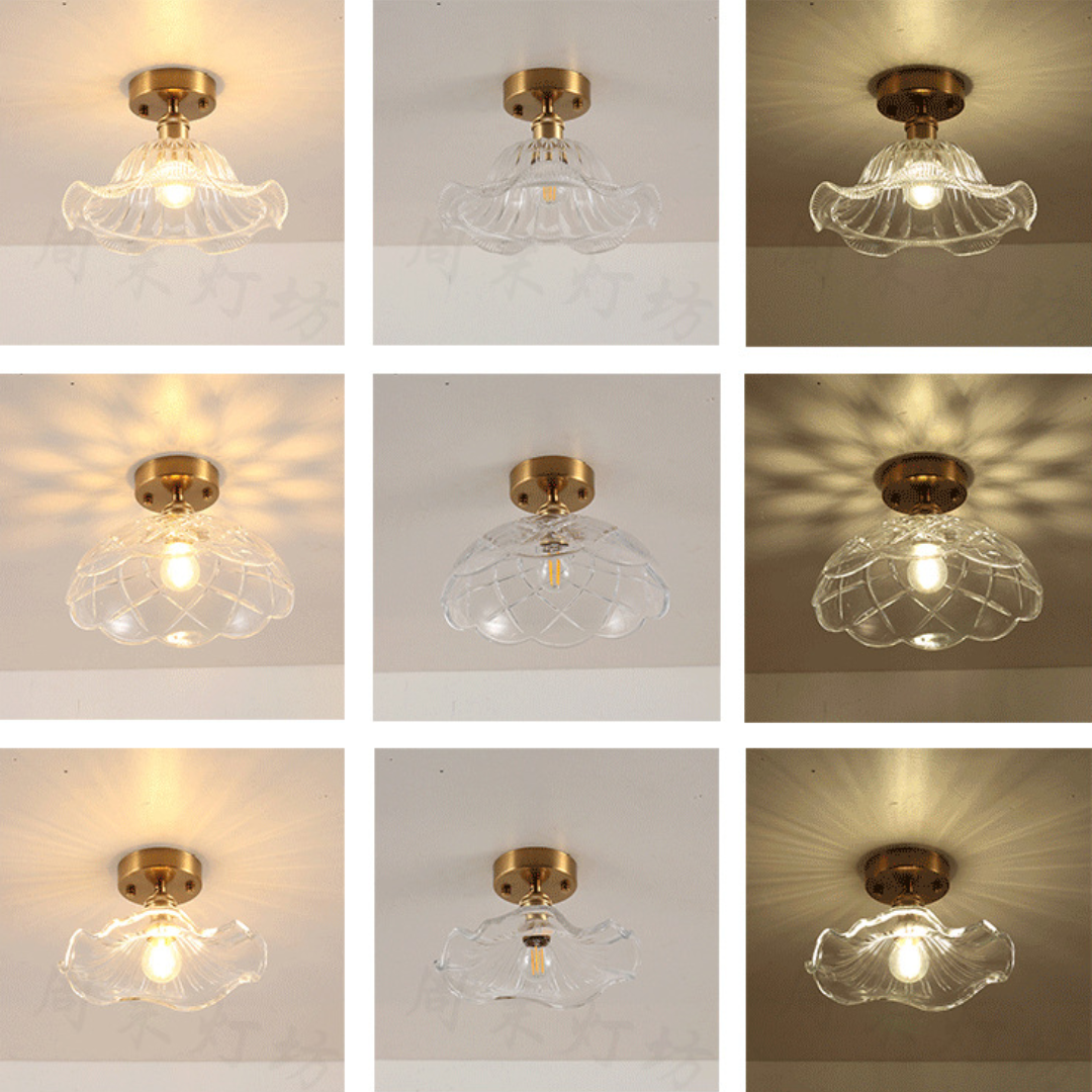 Đèn Ốp Trần Hoa Thủy Tinh Nhiều Thiết Kế, Đèn Ốp Trần Retro Cổ Điển Bắc Âu Decor Phòng Khách/ Hành lang, Phòng Ngủ - Ảnh 4