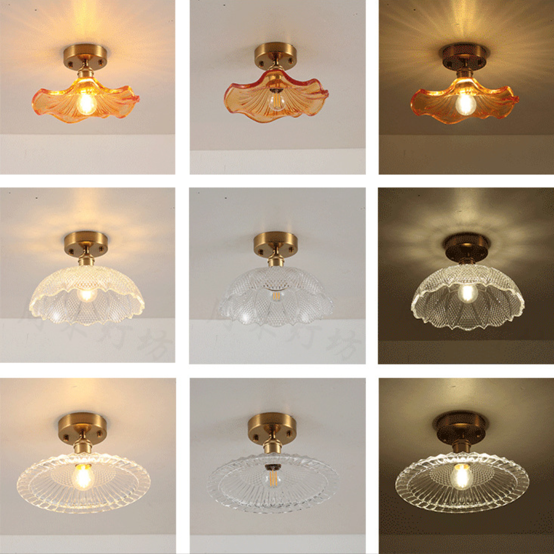 Đèn Ốp Trần Hoa Thủy Tinh Nhiều Thiết Kế, Đèn Ốp Trần Retro Cổ Điển Bắc Âu Decor Phòng Khách/ Hành lang, Phòng Ngủ - Ảnh 3