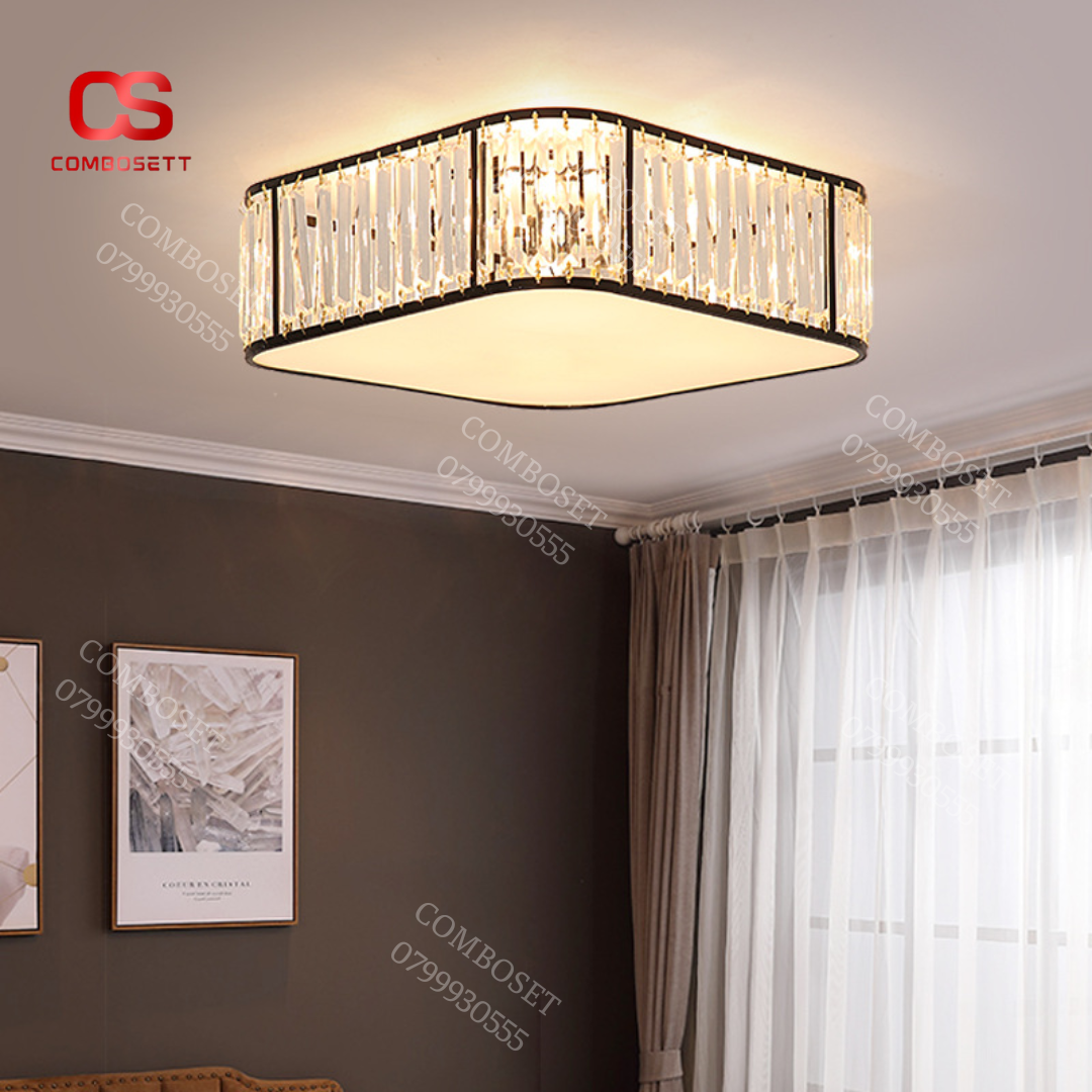 Đèn ốp trần pha lê hình vuông với sự sang trọng và tinh tế