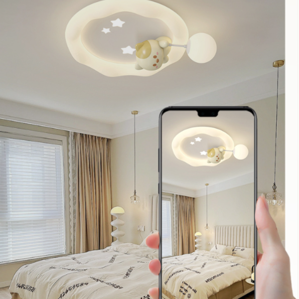 Đèn Ốp Trần Hình Tròn Chú Mèo, Đèn Trần Phòng Ngủ Cho Bé 3 Chế Độ Màu - Hình ảnh 4
