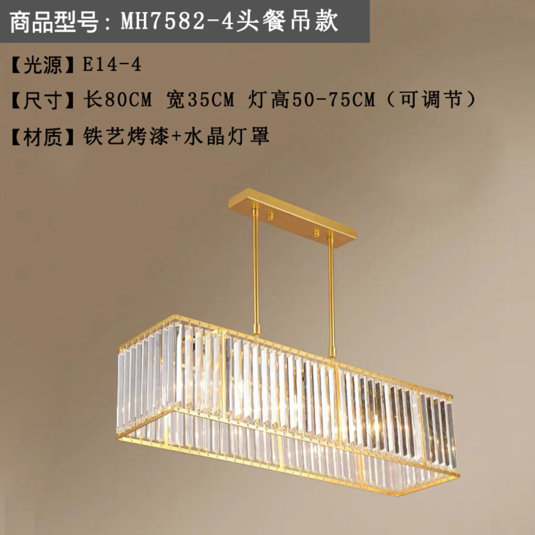 Đèn Pha Lê Hình Chữ Nhật, Đèn Thả Trần Pha Lê Sang Trọng Decor Phòng Khách/Phòng Ăn - Ảnh 6