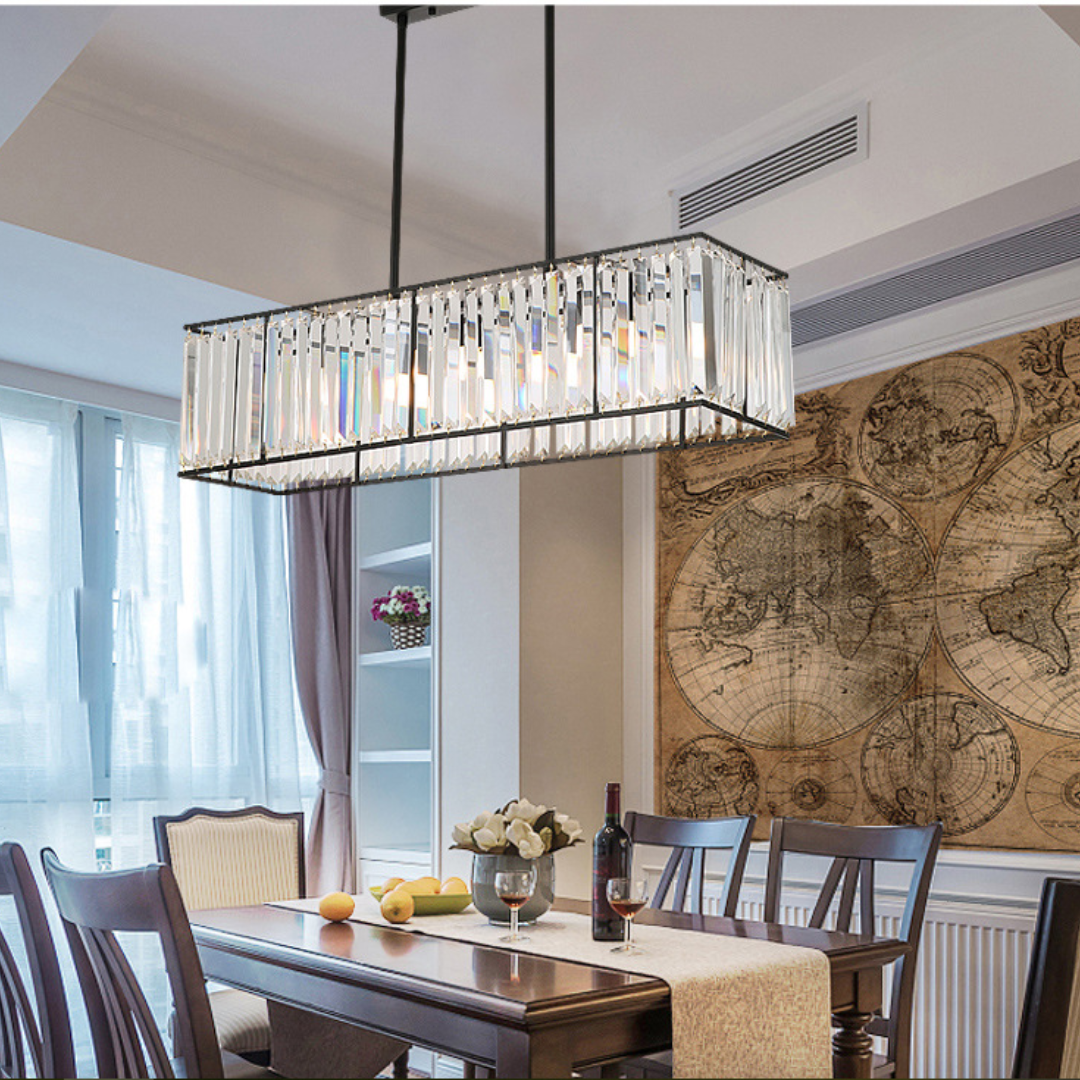 Đèn Pha Lê Hình Chữ Nhật, Đèn Thả Trần Pha Lê Sang Trọng Decor Phòng Khách/Phòng Ăn - Ảnh 3