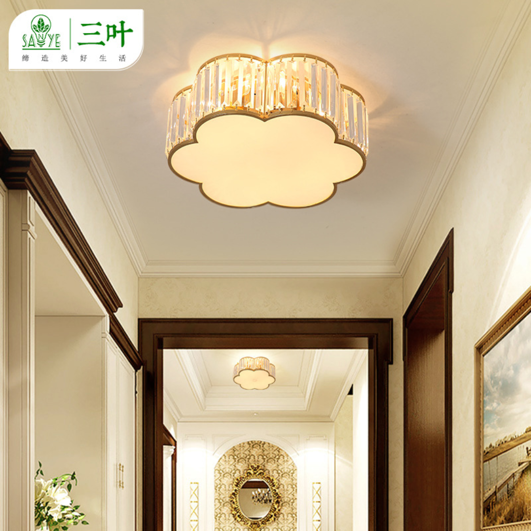 Đèn Pha Lê Hoa Mai 6 Cánh, Đèn Ốp Trần Pha Lê Bắc Âu Decor Nhiều Không Gian - Ảnh 5