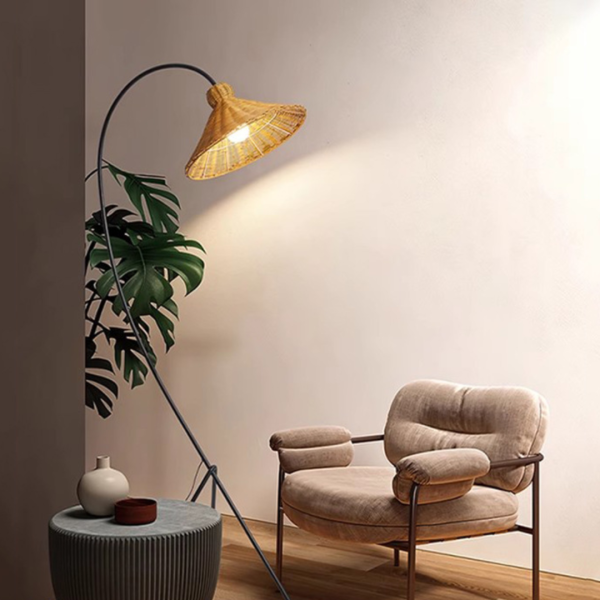 Đèn Sàn 3 Chân Chao Nón Phong Cách Wabi-Sabi, Đèn Đứng Cổ Điển Decor Nhiều Không Gian - Hình ảnh 5