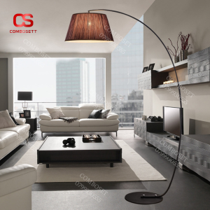Đèn Sàn Cần Câu Cong Sắt Chao Vải