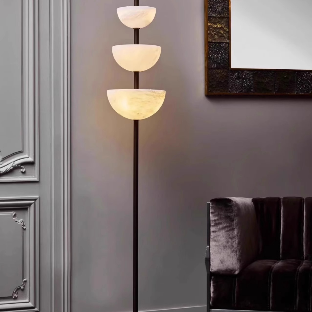 Đèn Sàn Đá Cẩm Thạch Bán Nguyệt Tây Ban Nha Đèn Đứng Decor Nhiều Không Gian - Ảnh 3