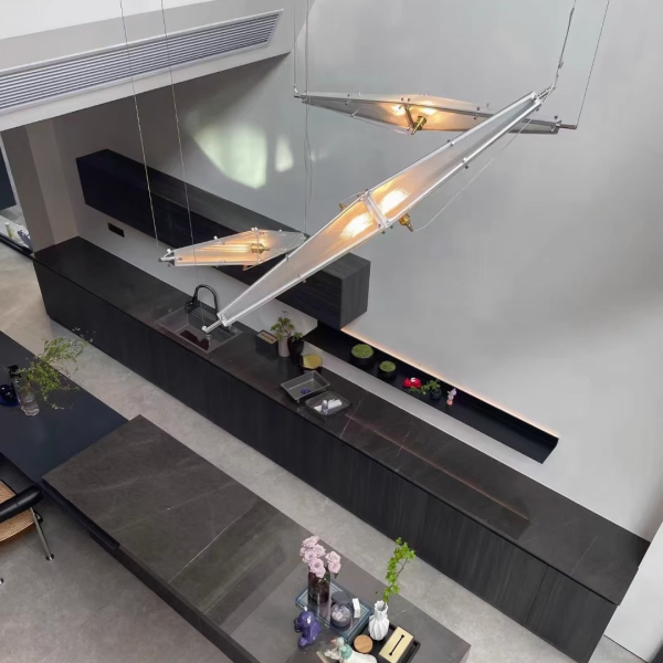 Đèn Thả Trần Thanh Dài Hình Thoi Thép Không Gỉ Decor Nhà Hàng, Phòng Triển Lãm - Hình ảnh 6