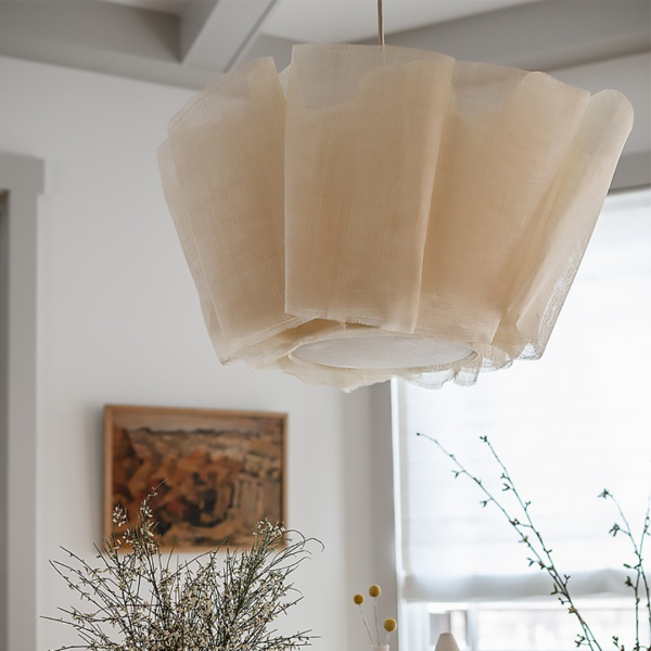 Đèn Thả Trần Chiếc Ô Ngược Phong Cách Wabi-Sabi, Đèn Chao Vải Dùng Trang Trí - Hình ảnh 8