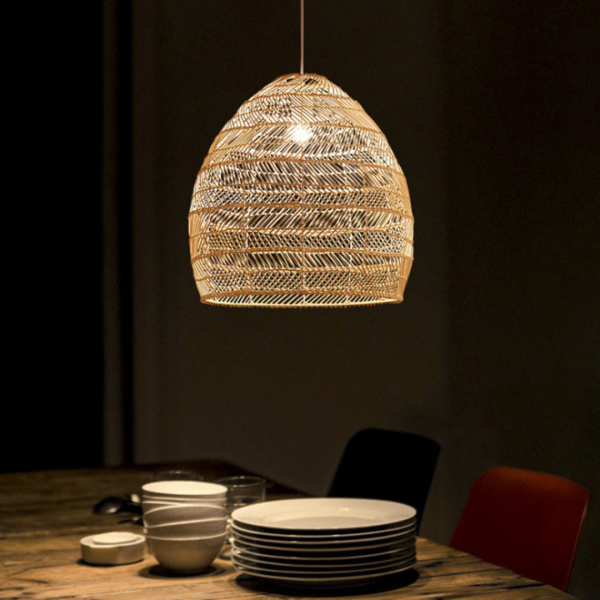 Đèn Thả Trần Chụp Lồng Mây Tre Đan, Đèn Treo Thả Phong Cách Nông Thôn Decor Nhà Hàng/ Quán Ăn - Hình ảnh 6