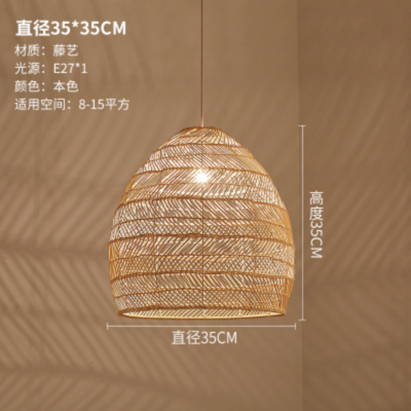 Đèn Thả Trần Chụp Lồng Mây Tre Đan, Đèn Treo Thả Phong Cách Nông Thôn Decor Nhà Hàng/ Quán Ăn - Hình ảnh 4