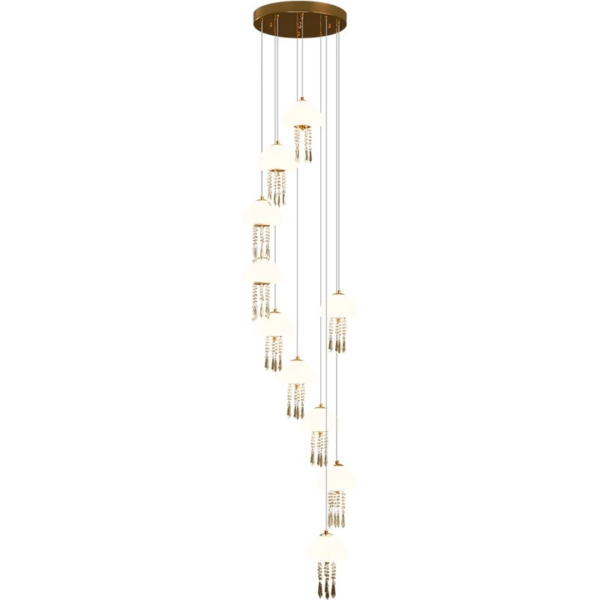Đèn Thả Trần Sứa Biển, Đèn Cầu Thang Xoắn Ốc Nghệ Thuật Decor Không Gian Sang Trọng - Hình ảnh 6