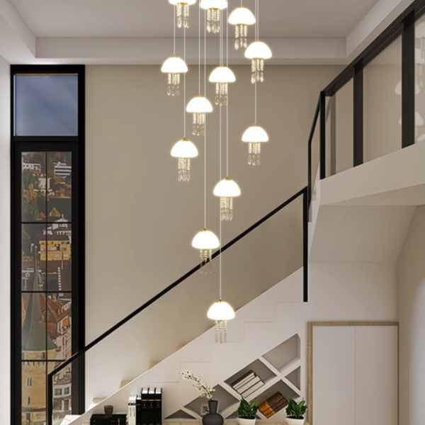 Đèn Thả Trần Sứa Biển, Đèn Cầu Thang Xoắn Ốc Nghệ Thuật Decor Không Gian Sang Trọng - Hình ảnh 4