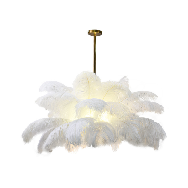 Đèn Thả Trần Lông Vũ Đèn Chùm Lông Vũ Hiện Đại 2 Chế Độ Màu Decor Phòng Khách/Khách Sạn - Hình ảnh 5