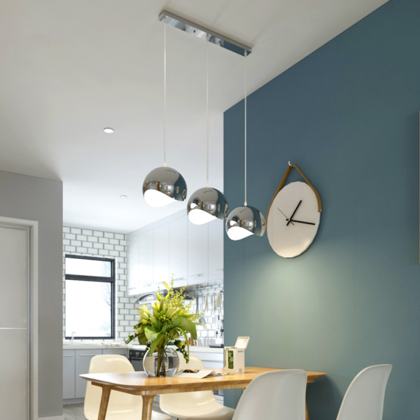 Đèn Thả Trần Hình Học Phủ Bạc, Đèn Treo Bắc Âu Hiện Đại Decor Phòng Khách/ Phòng Ăn - Hình ảnh 5