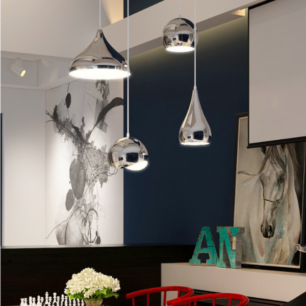 Đèn Thả Trần Hình Học Phủ Bạc, Đèn Treo Bắc Âu Hiện Đại Decor Phòng Khách/ Phòng Ăn - Hình ảnh 3