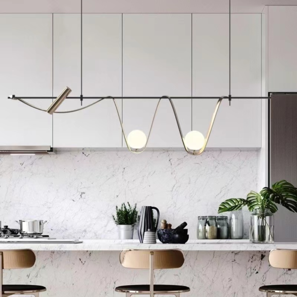 Đèn Treo Thả 2-3-5 Bóng Thủy Tinh, Đèn Thả Trần Bắc Âu Tối Giản Thanh Dài Dùng Decor - Hình ảnh 8