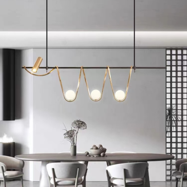 Đèn Treo Thả 2-3-5 Bóng Thủy Tinh, Đèn Thả Trần Bắc Âu Tối Giản Thanh Dài Dùng Decor - Hình ảnh 7