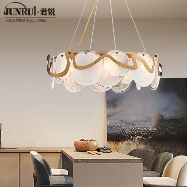 Đèn Treo Thả Thủy Tinh Tròn Đèn Trần Phong Cách Bắc Âu Hiện Đại Decor Nhiều Không Gian - Hình ảnh 8