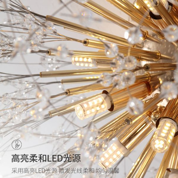 Đèn Trần Pha Lê Bồ Công Anh, Đèn Ốp Trần Bắc Âu Sang Trọng 3 Chế Độ Màu Decor Phòng Khách/ Phòng Ngủ - Hình ảnh 5