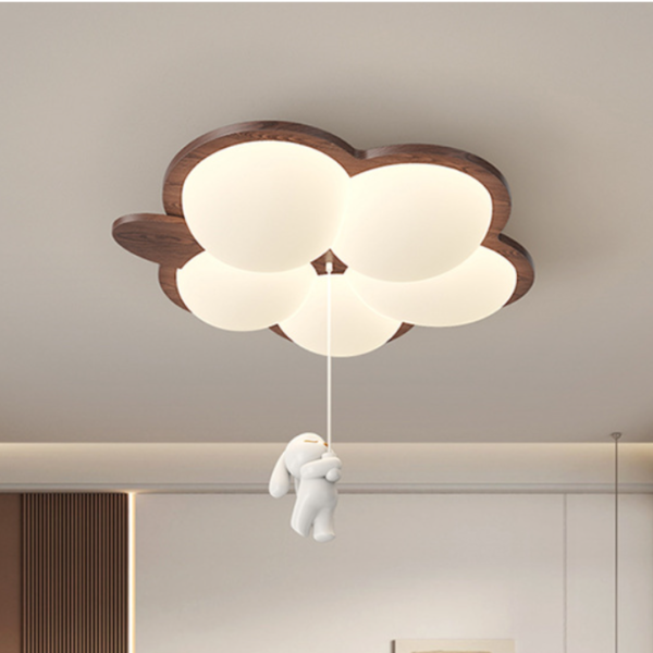 Đèn Trần Hoa 5 Cánh Thỏ Đu Dây, Đèn Ốp Trần Wabi - Sabi 3 Chế Độ Màu Decor Phòng Khách/ Phòng Ngủ - Hình ảnh 4