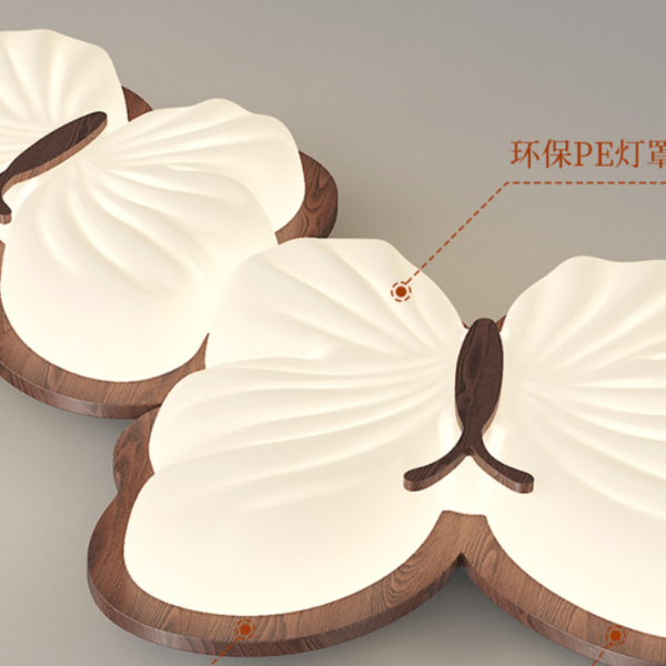 Đèn Ốp Trần Butterfly Retro, Đèn Ốp Trần Gỗ Óc Chó Decor Phòng Ngủ Bảo Vệ Mắt - Hình ảnh 3