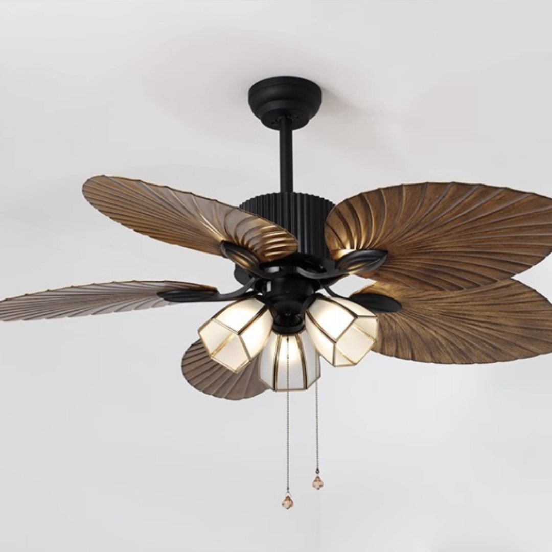 Đèn Quạt Trần 5 Cánh Hình Chiếc Lá, Đèn Quạt Bắc Âu Điều Khiển Từ Xa Decor Phòng Khách/Phòng Ngủ - Ảnh 2