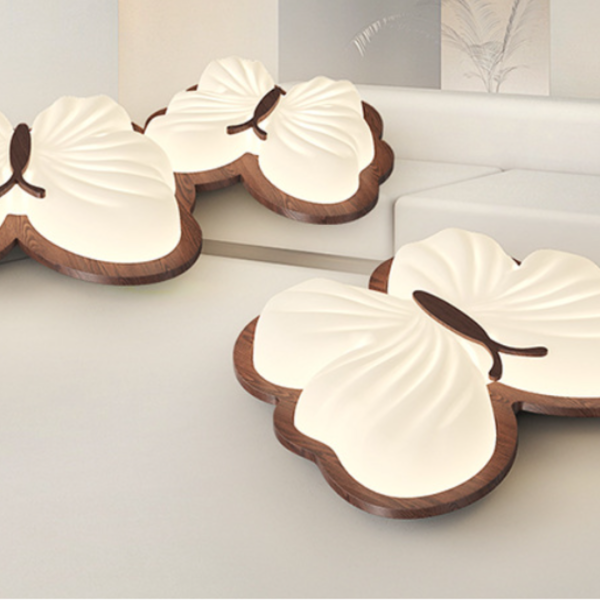 Đèn Ốp Trần Butterfly Retro, Đèn Ốp Trần Gỗ Óc Chó Decor Phòng Ngủ Bảo Vệ Mắt - Hình ảnh 2