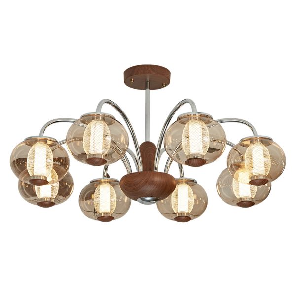 Đèn Chùm Retro Pháp Quả Óc Chó, Đèn Chùm Pháp Cổ Điển 3 Chế Độ Màu Decor Phòng Khách - Ảnh 3