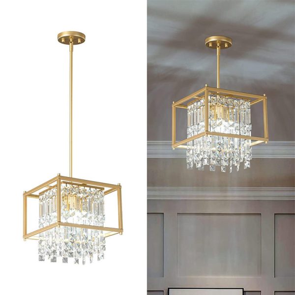 Đèn Thả Pha Lê Khung Kim Loại, Đèm Chùm Pha Lê K9 Sang Trọng Decor Phòng Ngủ, Lối Vào Sảnh, Ban Công - Hình ảnh 3