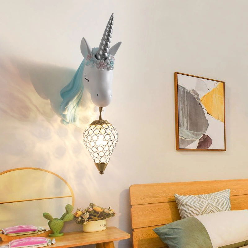 Đèn tường hoạt hình kỳ lân decor không gian phòng ngủ