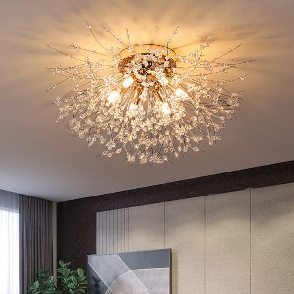 Đèn Trần Pha Lê Bồ Công Anh, Đèn Ốp Trần Bắc Âu Sang Trọng 3 Chế Độ Màu Decor Phòng Khách/ Phòng Ngủ - Hình ảnh 2