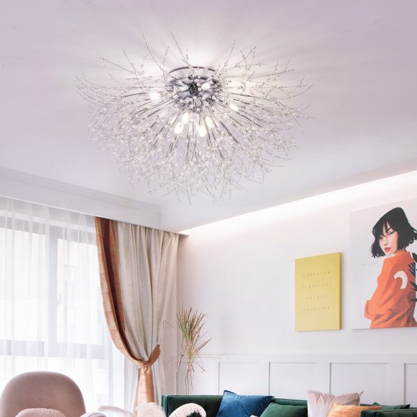 Đèn Trần Pha Lê Bồ Công Anh, Đèn Ốp Trần Bắc Âu Sang Trọng 3 Chế Độ Màu Decor Phòng Khách/ Phòng Ngủ - Hình ảnh 4