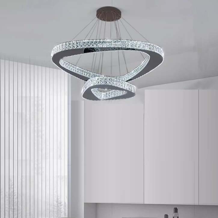 Đèn Thả Pha Lê Thông Tầng 6 Vòng Xoắn Ánh Sáng Vàng Decor Phòng Khách, Nhà Hàng, Sảnh Khách Sạn - Ảnh 6