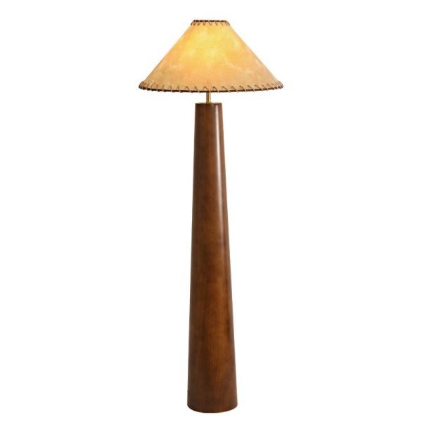 Đèn Sàn Wabi-Sabi Chao Giấy Da Gỗ Óc Chó Decor Mọi Không Gian Ánh Sáng Vàng - Hình ảnh 7