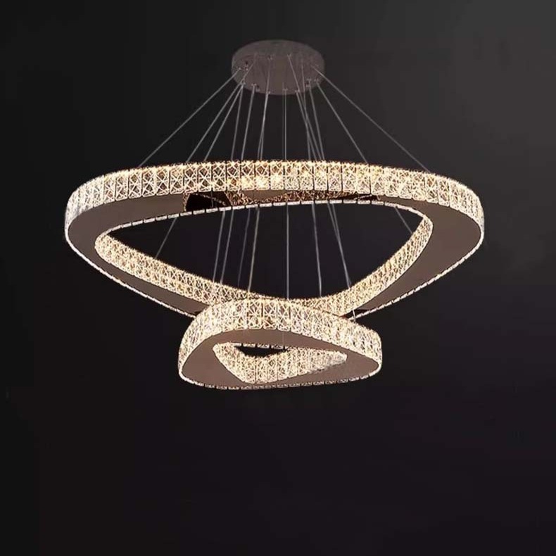 Đèn Thả Pha Lê Thông Tầng 6 Vòng Xoắn Ánh Sáng Vàng Decor Phòng Khách, Nhà Hàng, Sảnh Khách Sạn - Ảnh 5