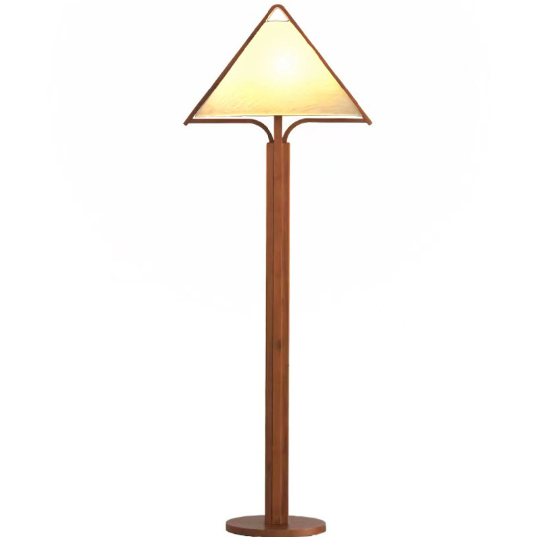 Đèn Sàn Gỗ Teak Chóp Vải Lanh