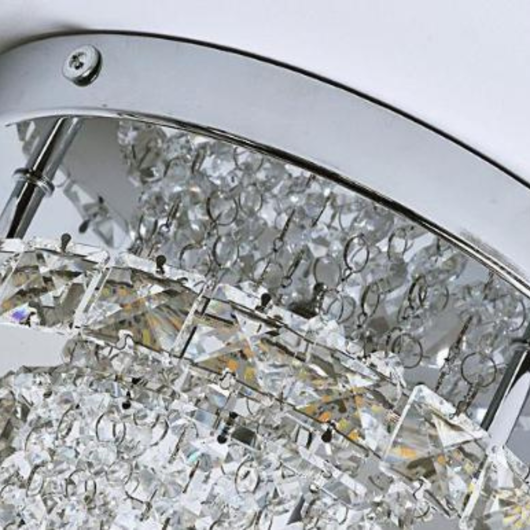 Đèn Trần Pha Lê Tròn Gương Inox