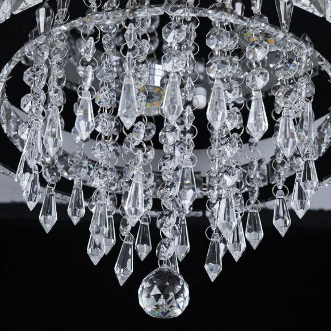 Đèn Trần Pha Lê Tròn Gương Inox