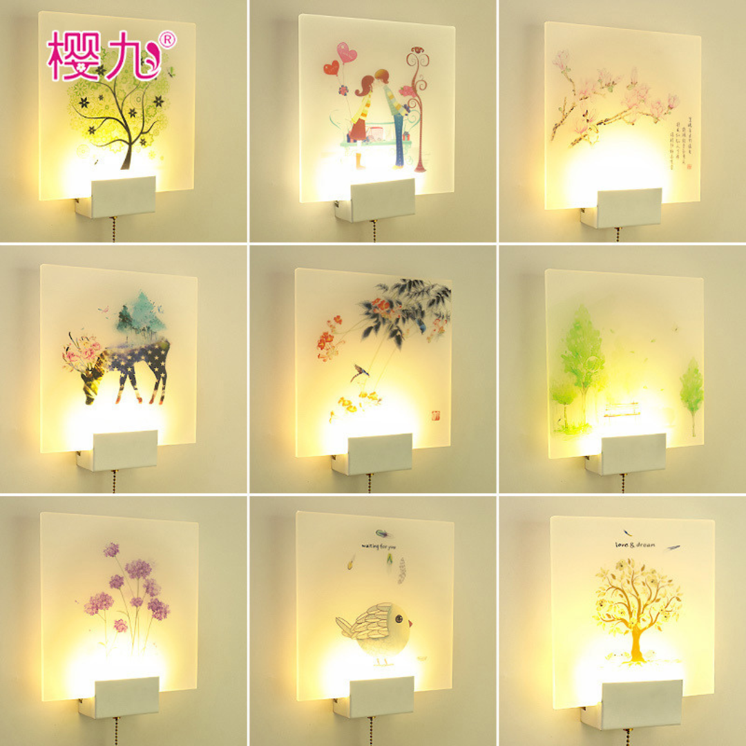 Đèn Tường Acrylic Phun Sơn Hoa Văn