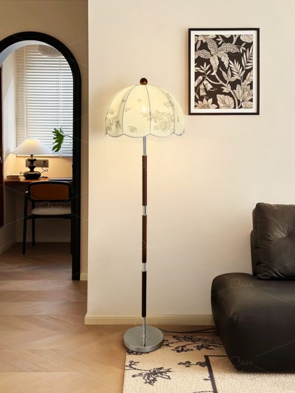 Đèn Sàn Chảo Vải In Hoa Nhiều Kiểu Dáng, Đèn Đứng Retro Kiểu Cổ Điển Decor Phòng Khách, Phòng Ngủ - Hình ảnh 2