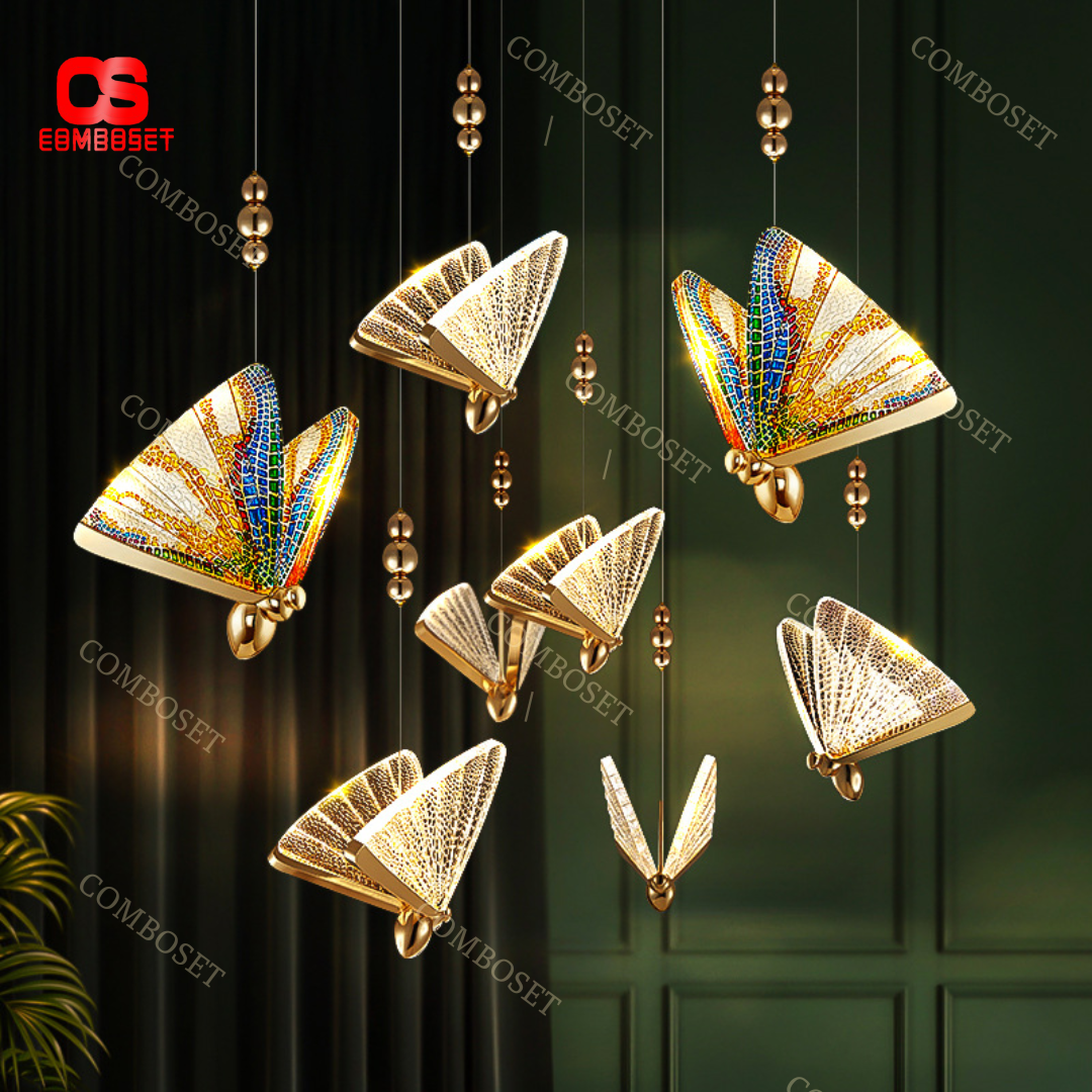 Đèn thả trần hình bướm đa sắc và đơn sắc