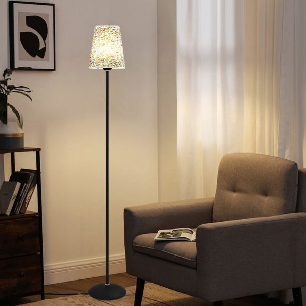 Đèn Để Sàn Chao Nón Họa Tiết Hoa, Đèn Đứng Retro 3 Chế Độ Màu, Đèn Trang Trí Phòng Khách/ Phòng Ngủ - Hình ảnh 7