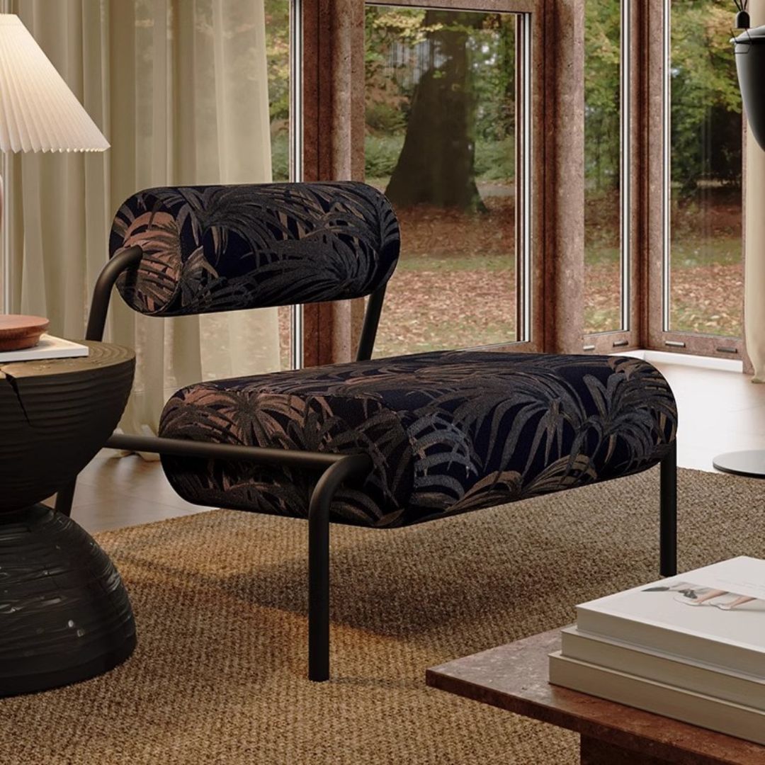 Ghế sofa đơn khung sắt nệm nhung có 3 màu: Cam, Họa tiết núi hổ, Họa tiết Sanwei Kui