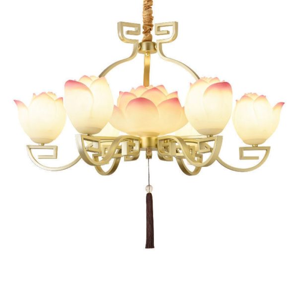 Đèn Chùm Hoa Sen Thả Trần, Đèn Thả Hoa Sen Phong Cách Trung Hoa Decor Phòng Khách/ Phòng Thiền - Hình ảnh 6