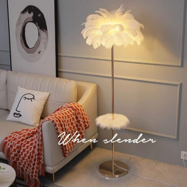 Đèn Để Sàn Lông Vũ 2 Kiểu Dáng, Đèn Sàn Bắc Âu Sang Trọng Decor Phòng Khách, Phòng Ngủ, Đèn Đứng - Hình ảnh 5