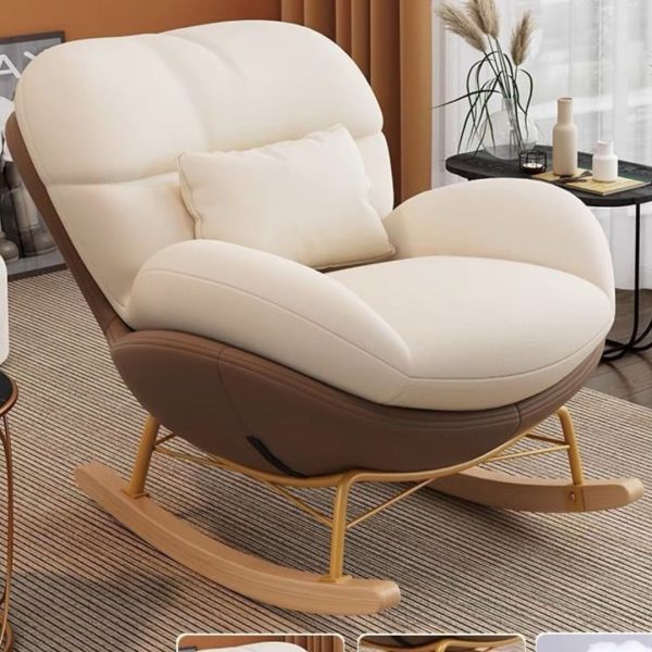 Ghế Công Thái Học Phòng Khách, Ghế Bập Bênh Chân Gỗ Có Đôn, Ghế Sofa Đọc Sách, Thư Giãn - Hình ảnh 5