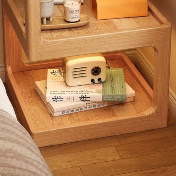 Bàn Đầu Giường 3 Tầng Có Kệ, Bàn Kệ Gỗ Nguyên Khối Đơn Giản Sáng Tạo Phong Cách Sang Trọng - Hình ảnh 4