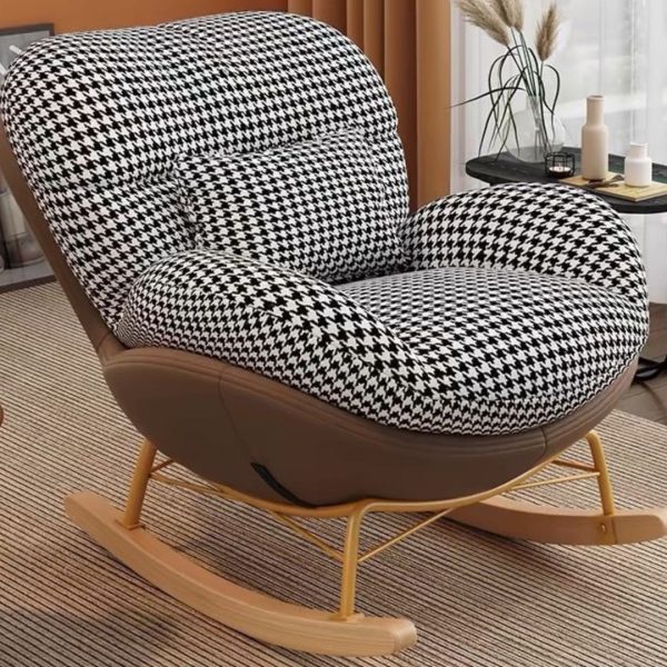 Ghế Công Thái Học Phòng Khách, Ghế Bập Bênh Chân Gỗ Có Đôn, Ghế Sofa Đọc Sách, Thư Giãn - Hình ảnh 4