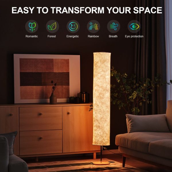 Đèn Sàn Trụ Tròn 52 Inch Chao Vải Đơn Sắc, Phiên Bản Nhiều Màu RGB, Đèn Đứng Phòng Khách, Phòng Ngủ - Hình ảnh 5